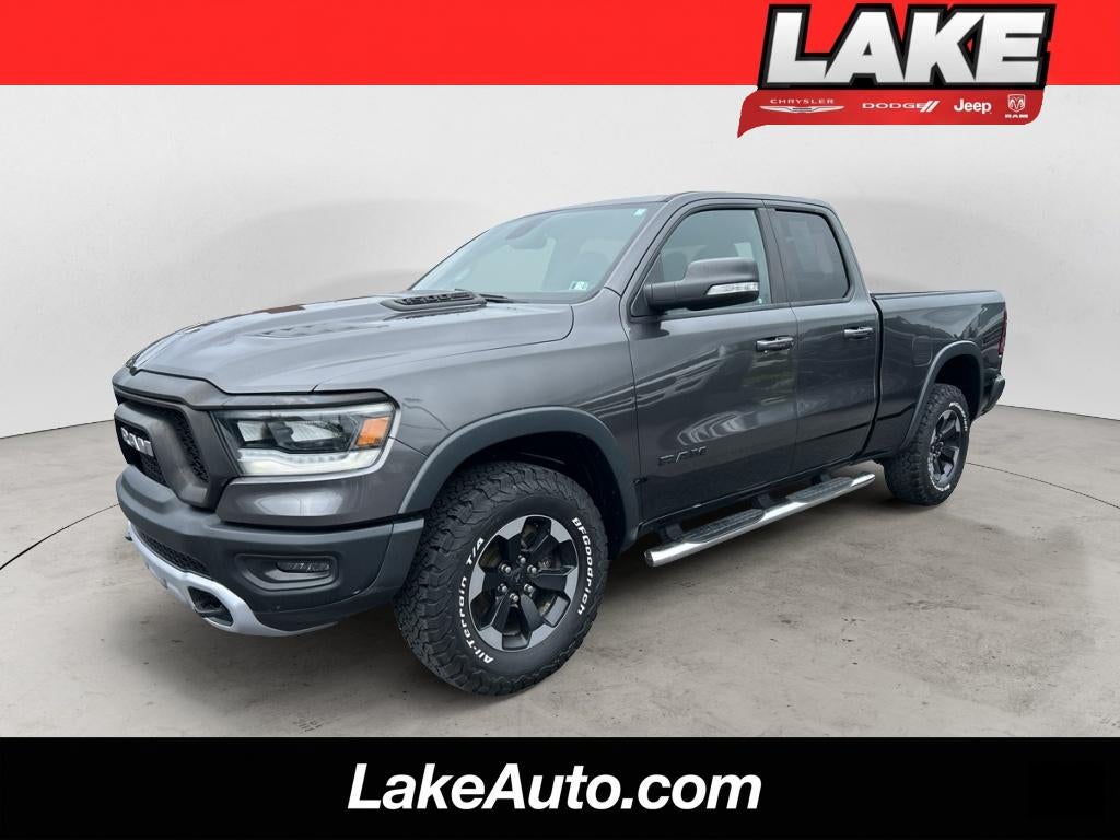 2019 RAM 1500 Rebel in Granite Crystal Metallic Clearcoat — front three-quarter view