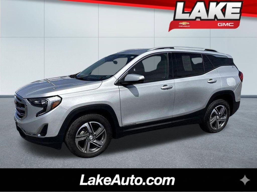 2020 GMC Terrain SLT in Quicksilver Metallic — front three-quarter view