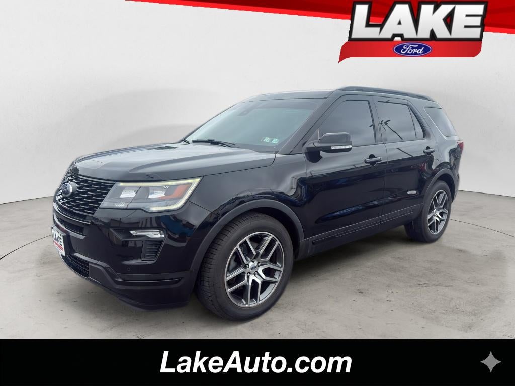 2018 Ford Explorer Sport in Shadow Black — front three-quarter view